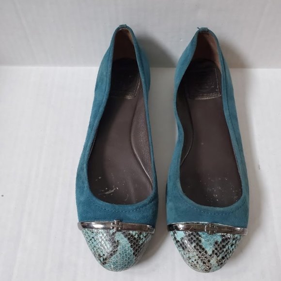 Tory Burch Shoes - Tory Burch Snakeskin & Suede Ballet Flats 8